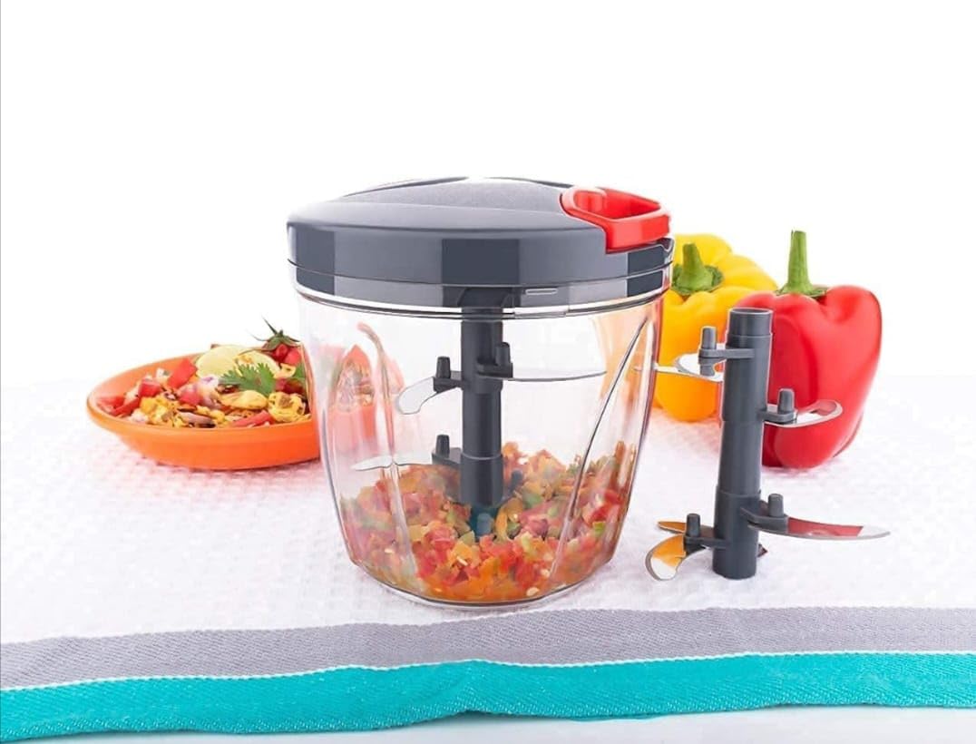 Pandashopee 450ML Manual Dori Chopper – 3 Blade Vegetable & Onion Cutter